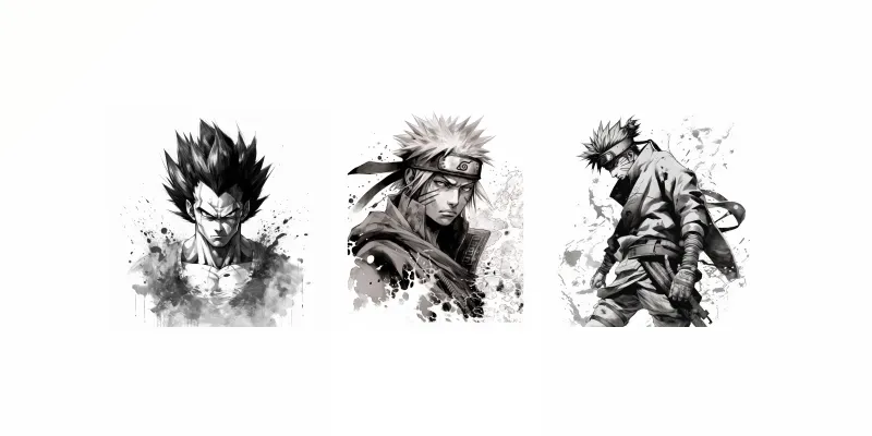 Drawings Anime Characters Black And White generated by undefined