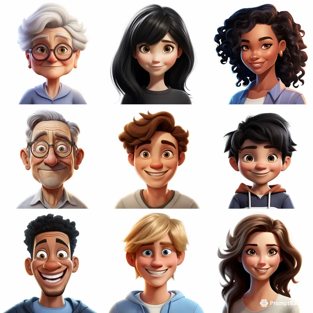 Cartoon Characters Portraits Illustrations