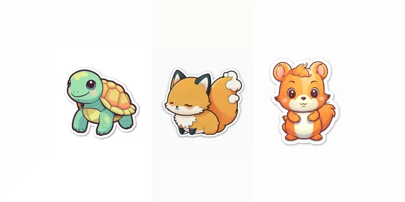 Cute Baby Animals And Stickers generated by undefined