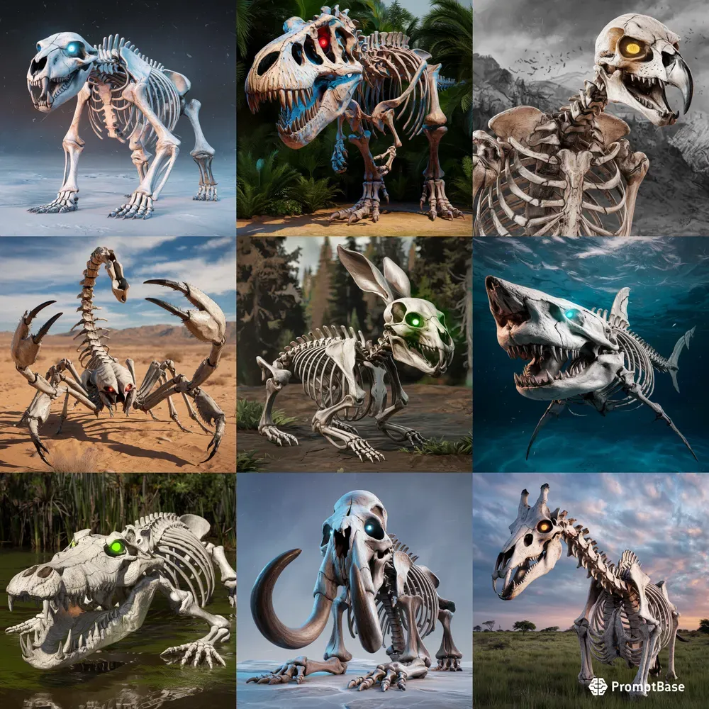 Detailed Skeletons For Various Creatures