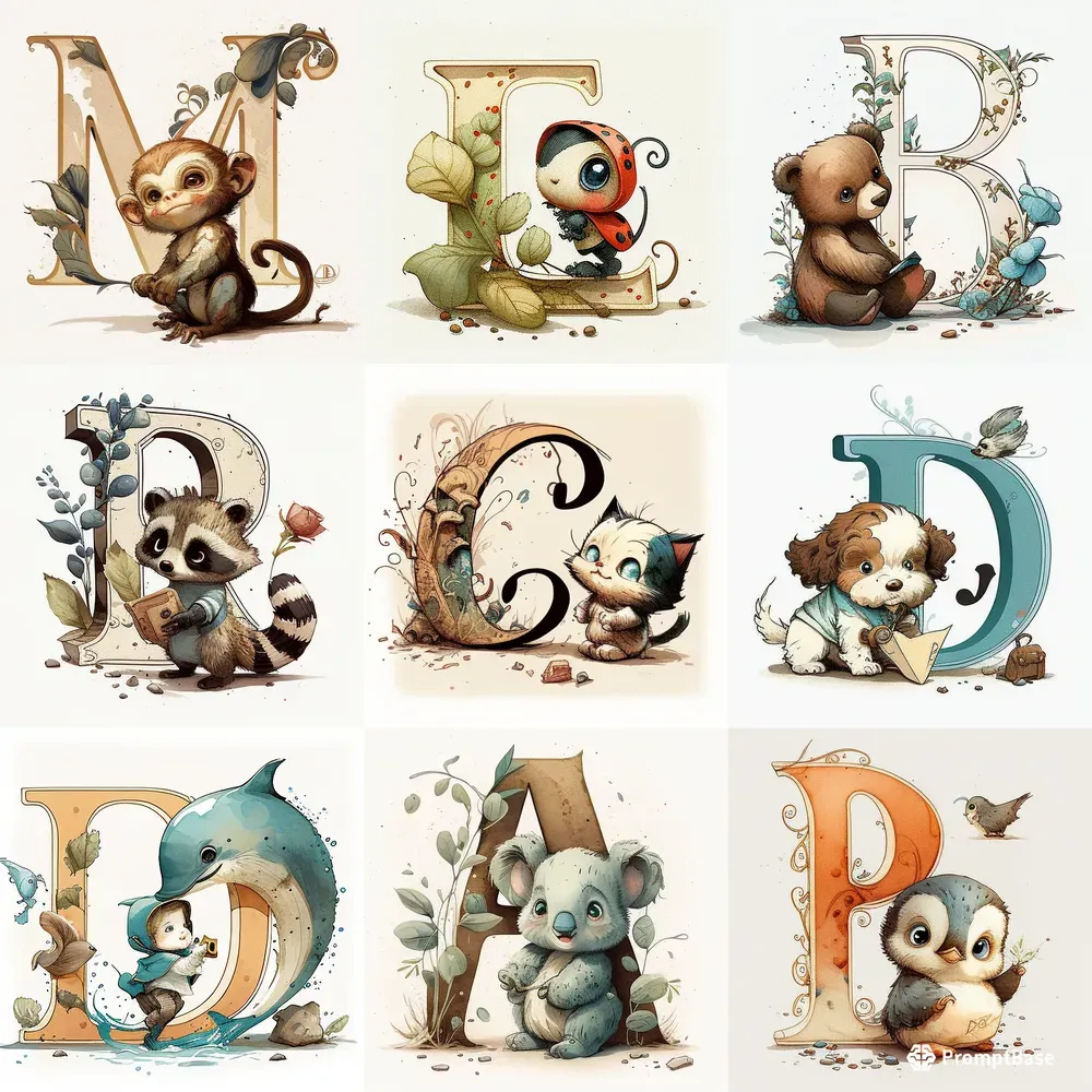 Cute Children Book Animal Letters