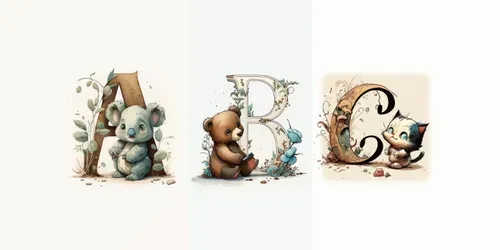 Cute Children Book Animal Letters generated by midjourney