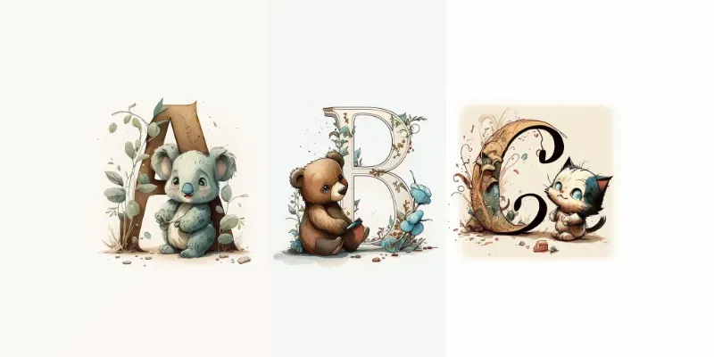 Cute Children Book Animal Letters generated by undefined