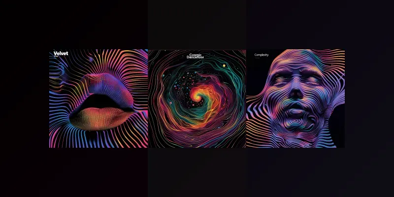 Neon Optical Art Style Album Covers generated by undefined
