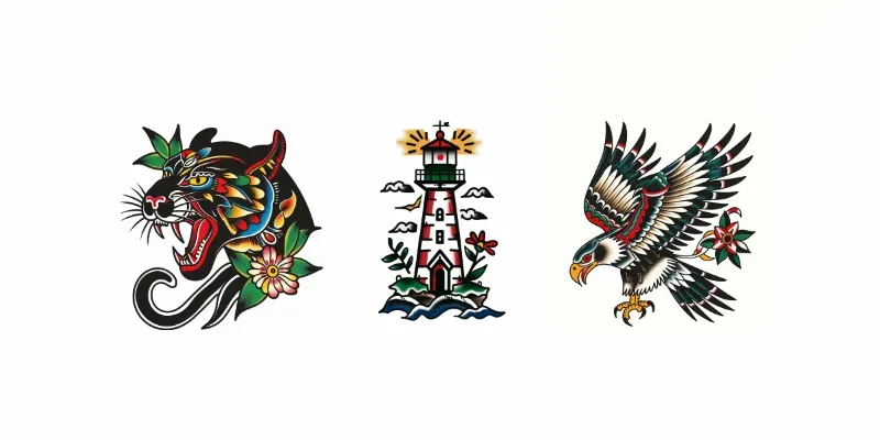 American Traditional Flash Tattoos generated by undefined