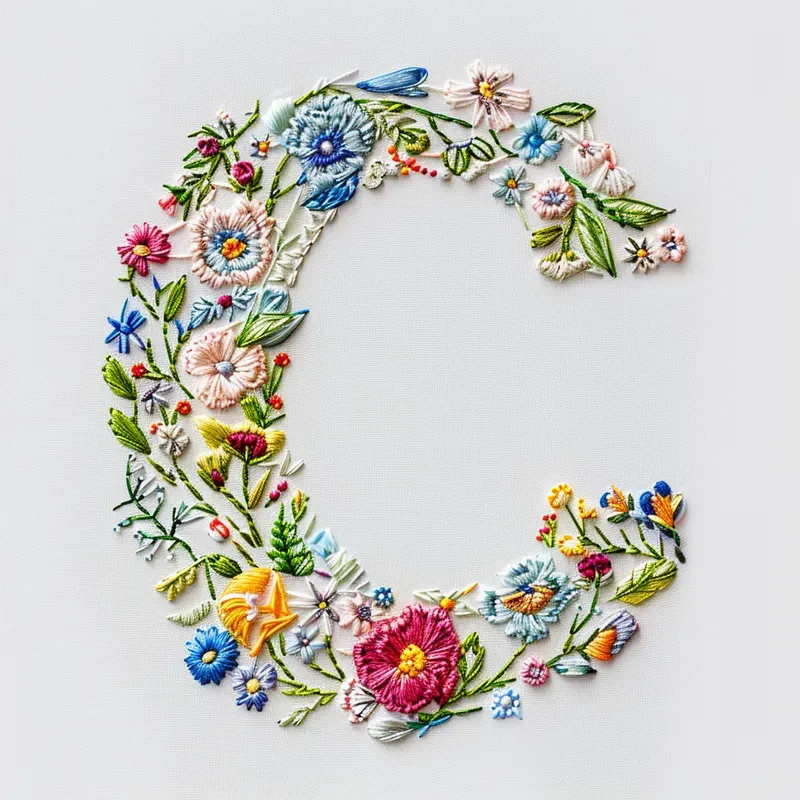 Cottagecore Embroidery Alphabet Letters