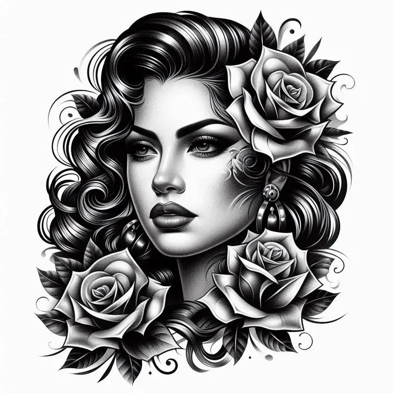 Traditional Chicano Black Grey Tattoos