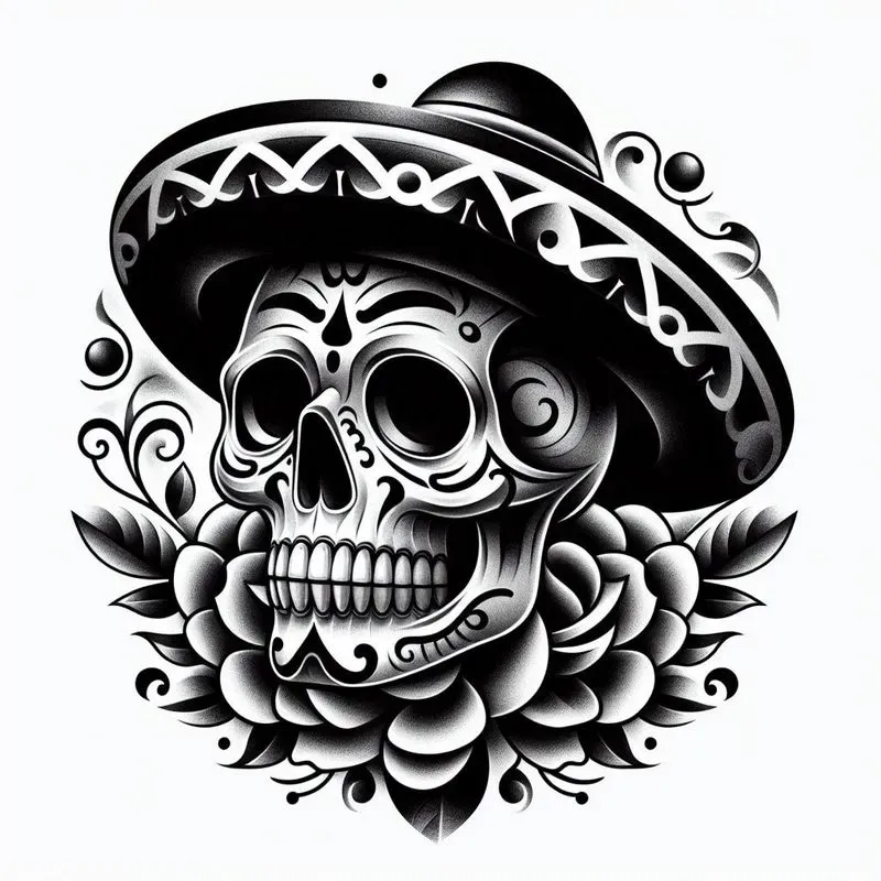 Traditional Chicano Black Grey Tattoos