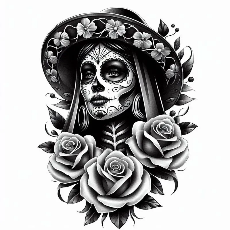 Traditional Chicano Black Grey Tattoos
