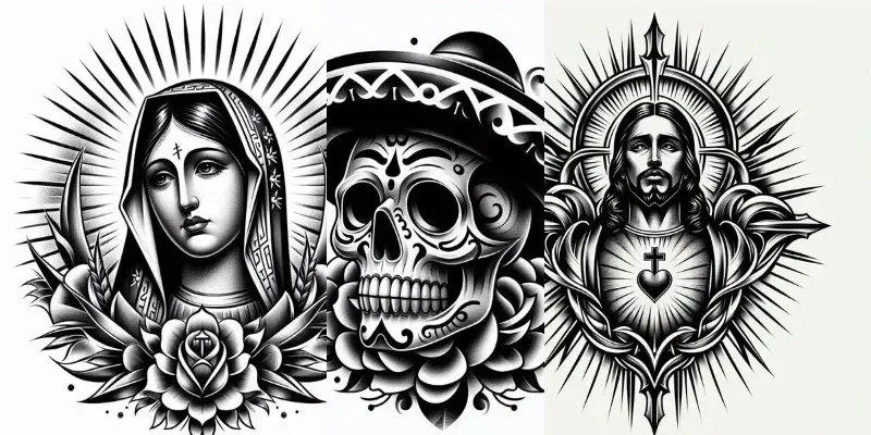 Traditional Chicano Black Grey Tattoos generated by undefined