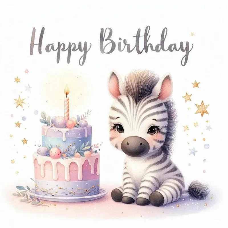Cute Birthday Animals Watercolor Art