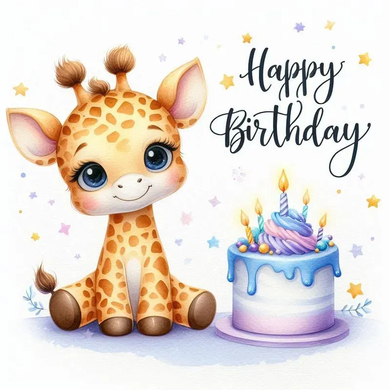 Cute Birthday Animals Watercolor Art