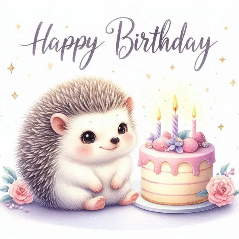 Cute Birthday Animals Watercolor Art