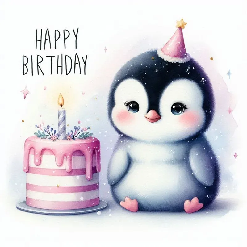 Cute Birthday Animals Watercolor Art