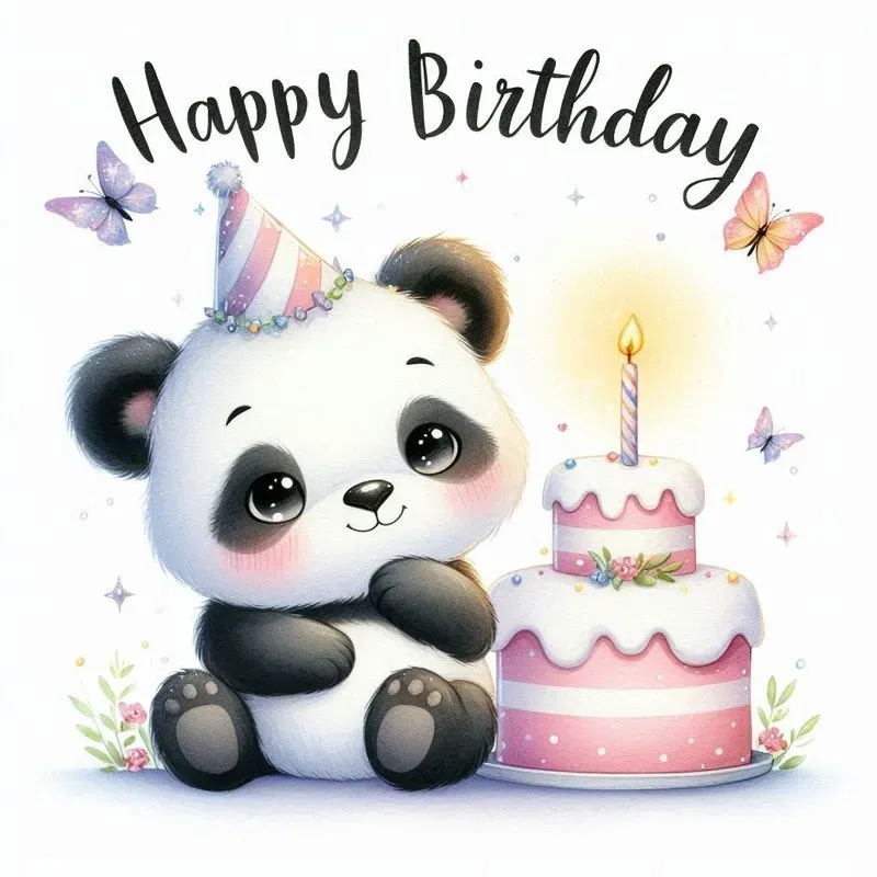 Cute Birthday Animals Watercolor Art