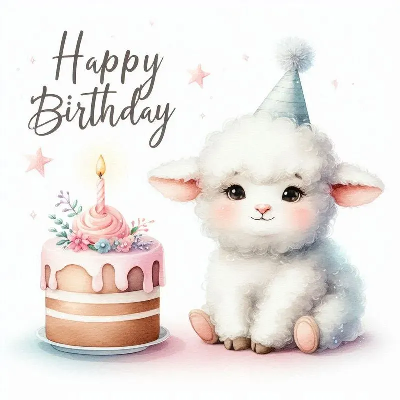 Cute Birthday Animals Watercolor Art