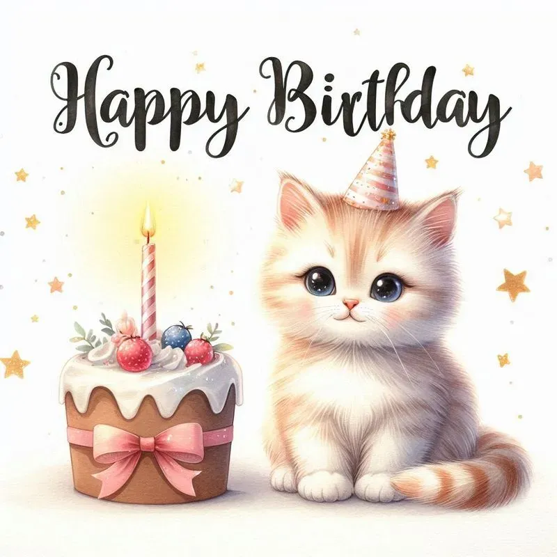 Cute Birthday Animals Watercolor Art