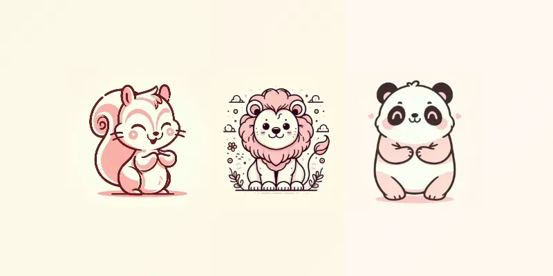 Cute Pastel Line Drawing Animals generated by undefined