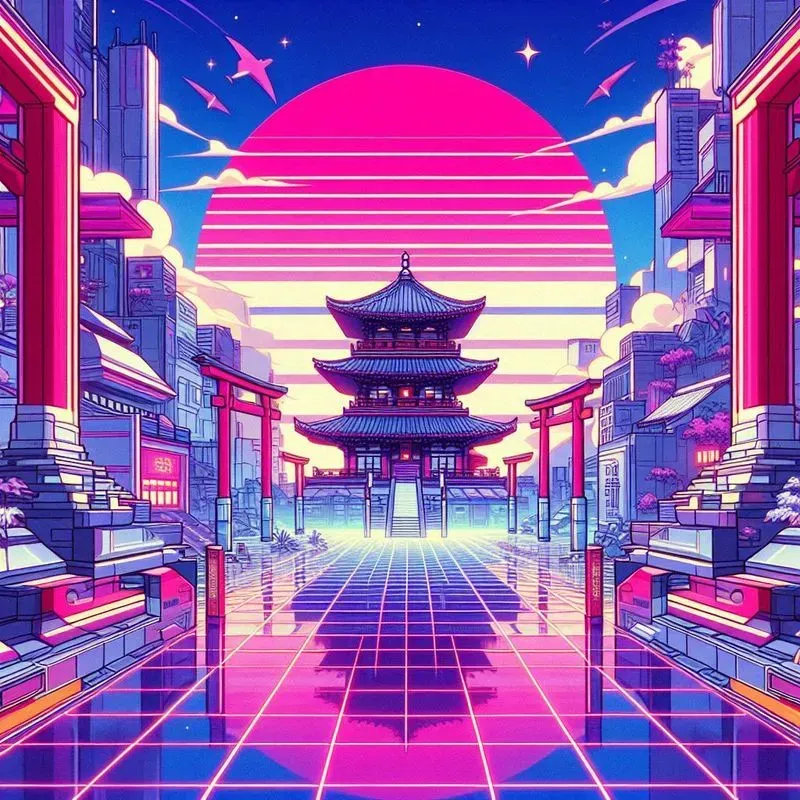 Surreal Retrofuturistic Anime Landscapes