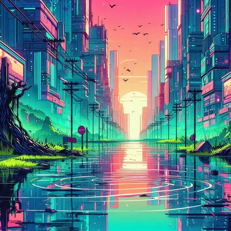 Surreal Retrofuturistic Anime Landscapes