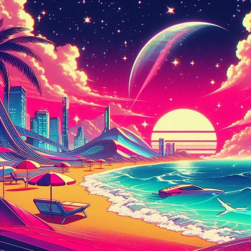 Surreal Retrofuturistic Anime Landscapes