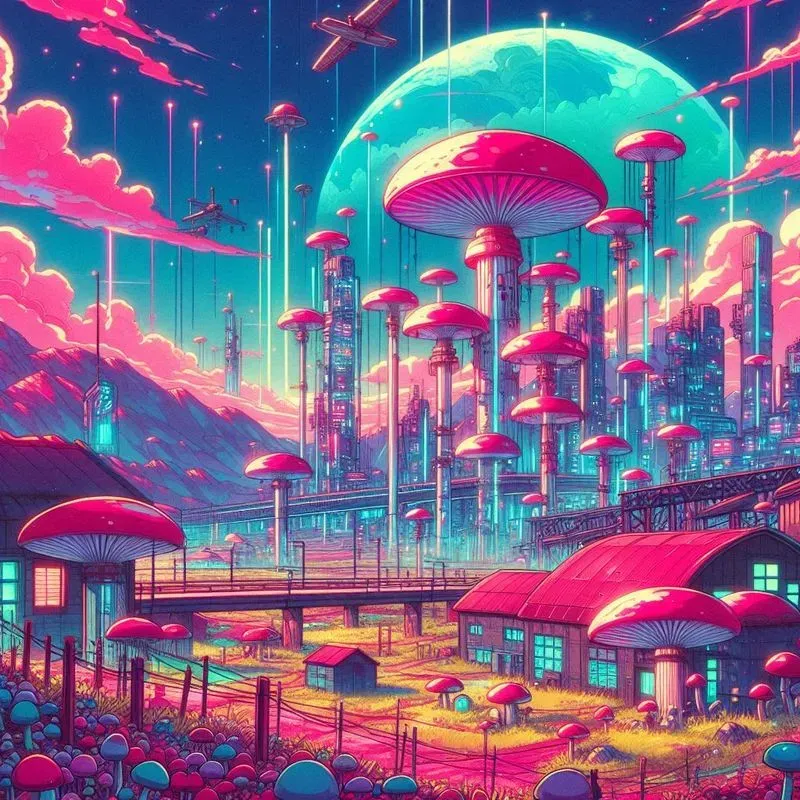 Surreal Retrofuturistic Anime Landscapes