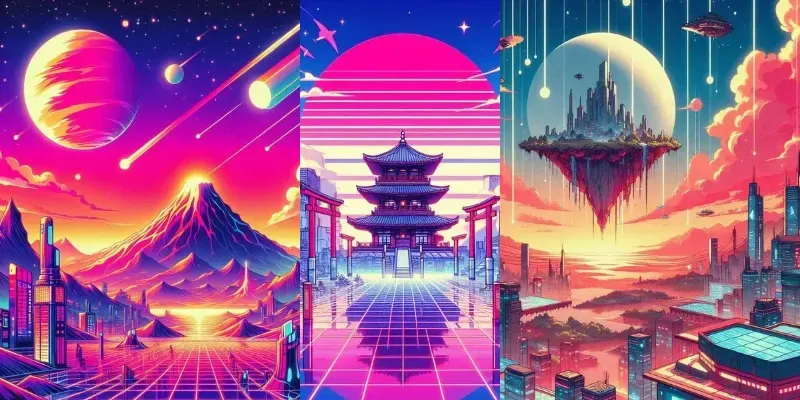 Surreal Retrofuturistic Anime Landscapes generated by undefined