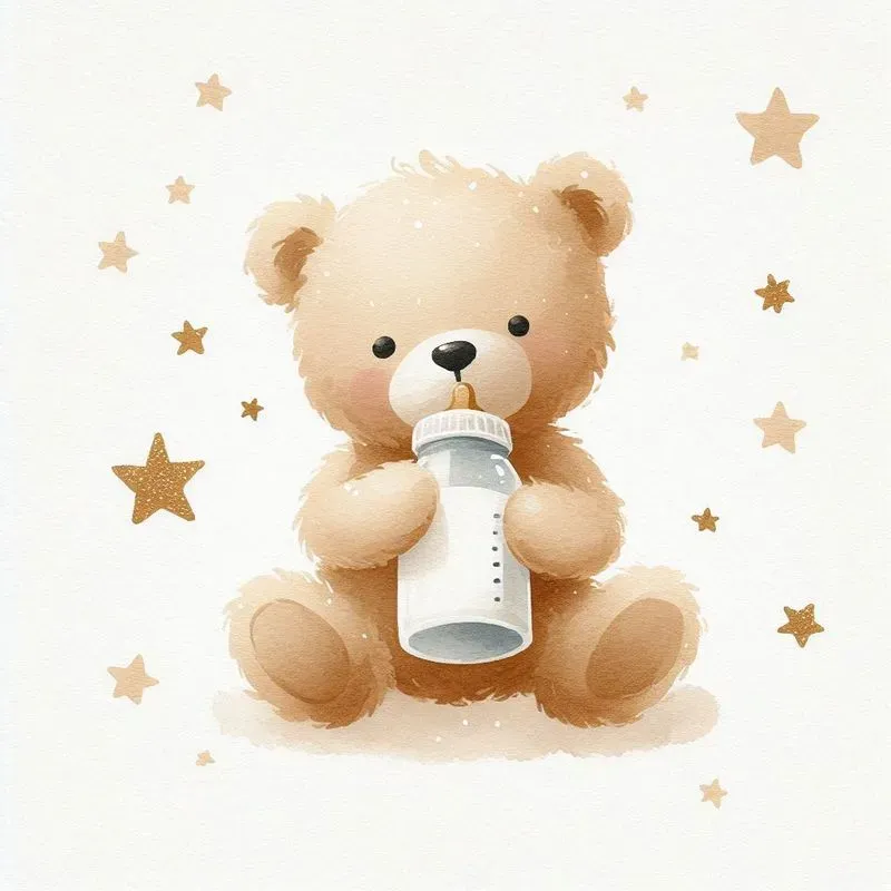 Cute Watercolor Beige Teddy Bear Cliparts