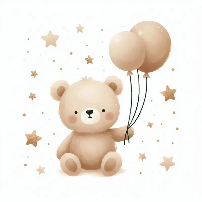 Cute Watercolor Beige Teddy Bear Cliparts