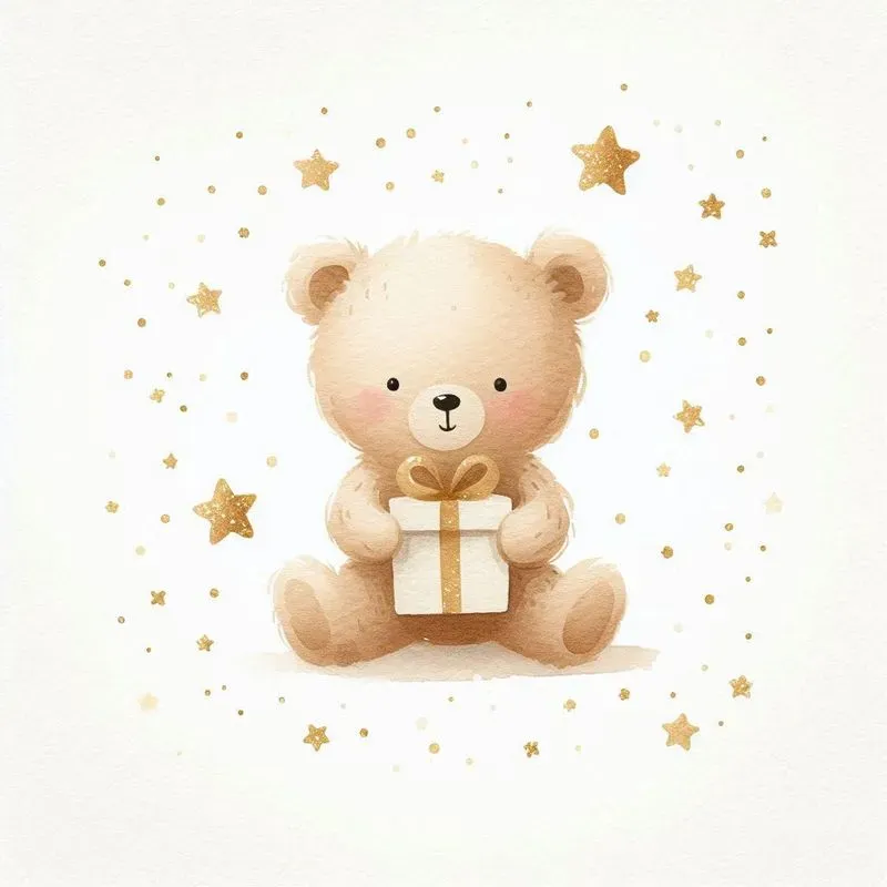 Cute Watercolor Beige Teddy Bear Cliparts
