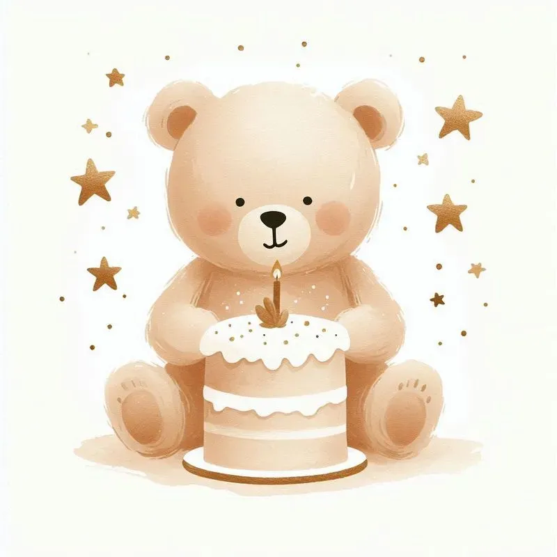 Cute Watercolor Beige Teddy Bear Cliparts