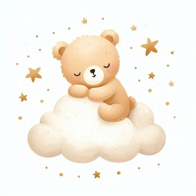Cute Watercolor Beige Teddy Bear Cliparts