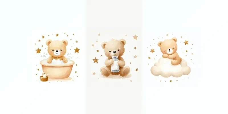 Cute Watercolor Beige Teddy Bear Cliparts generated by undefined
