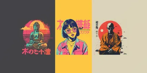 Retro Anime Manga Designs For Tshirts generated by midjourney