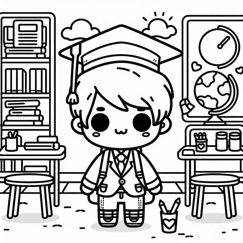 Cute School Coloring Book Pages