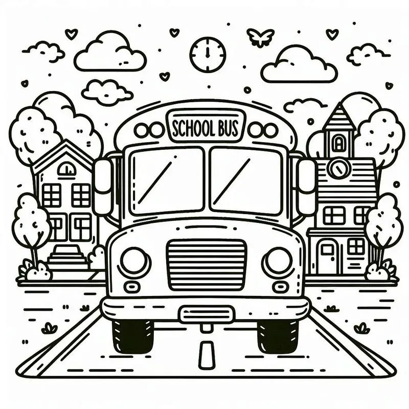 Cute School Coloring Book Pages