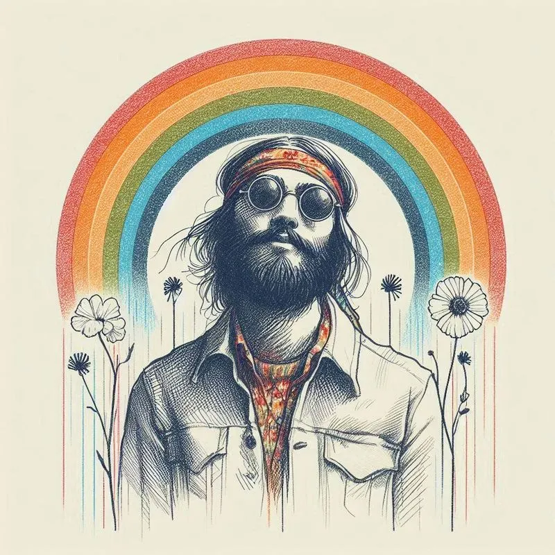 Retro 70s Vintage Rainbow Illustrations