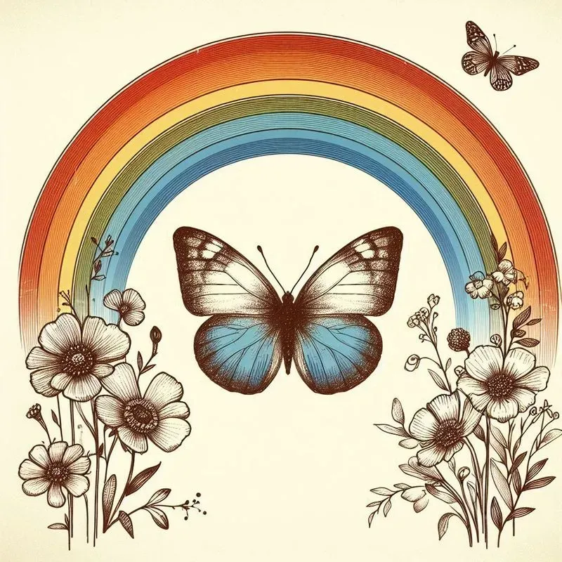 Retro 70s Vintage Rainbow Illustrations