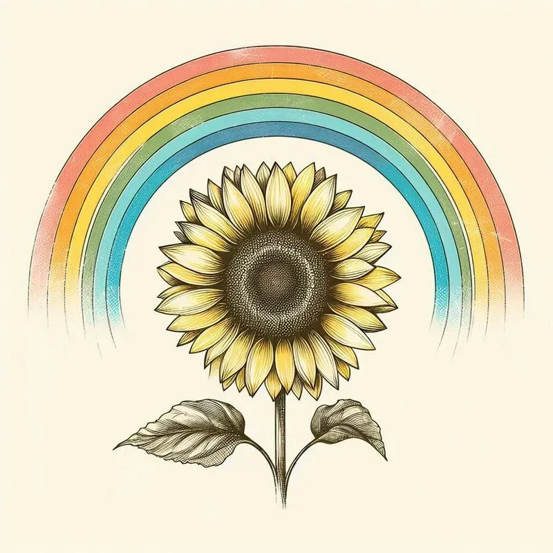 Retro 70s Vintage Rainbow Illustrations