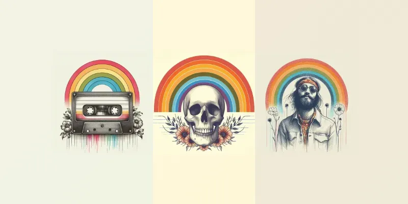 Retro 70s Vintage Rainbow Illustrations generated by undefined