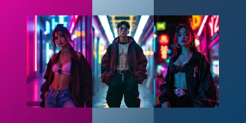 Y2k Aesthetic Street Fashion Photographs generated by undefined