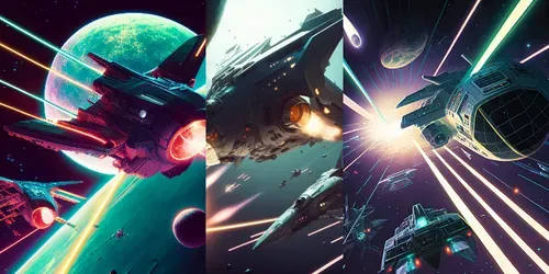 Spaceship Battle Wallpapers generated by midjourney