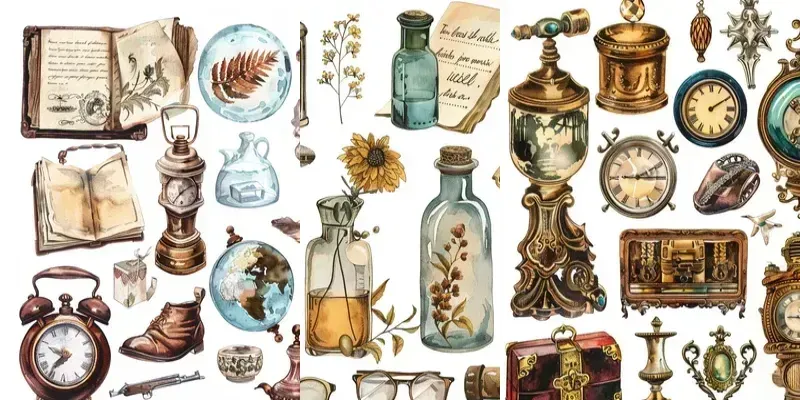 Scrapbook Vintage Junkbook Stickers generated by undefined