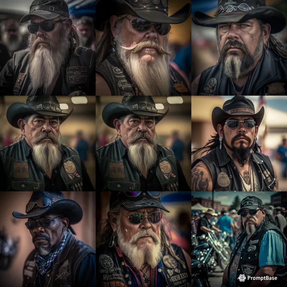 Outlaw Bikers Midjourney Prompt, image size:1000x1000