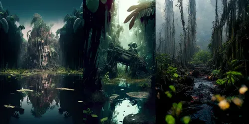 Decaying Death Rain Forests generated by midjourney