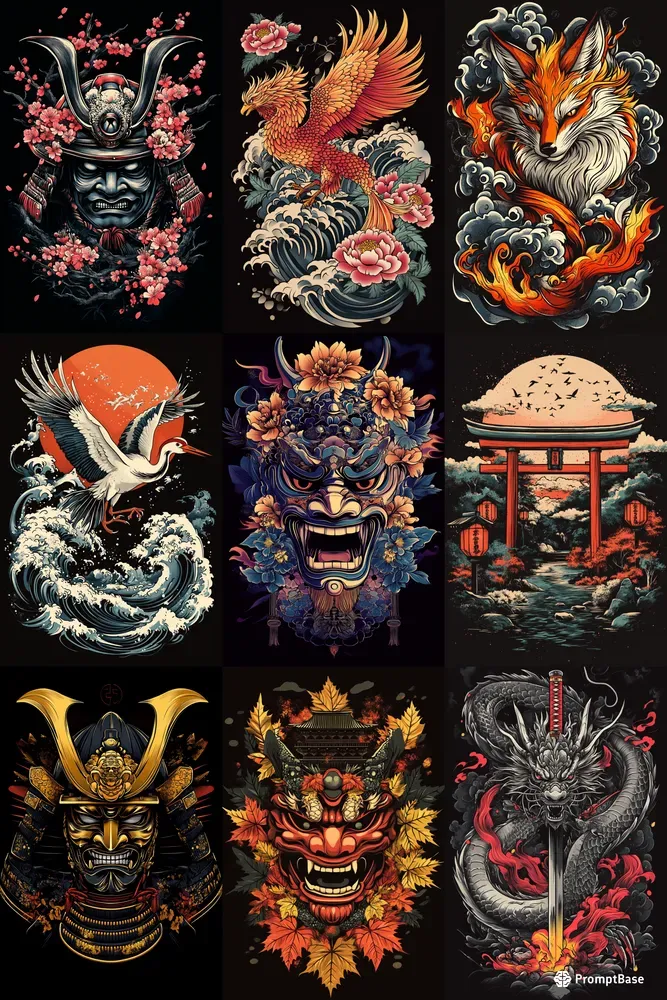 Japanese Style Tattoo Design Vectors