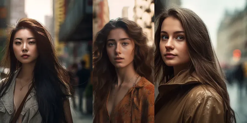 Photorealistic Beautiful Street Portraits generated by undefined