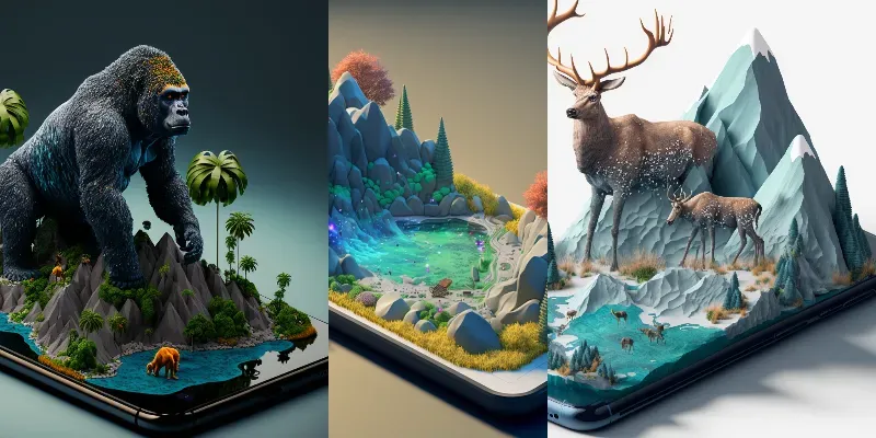 Smartphone 3D Isometric Dioramas generated by undefined