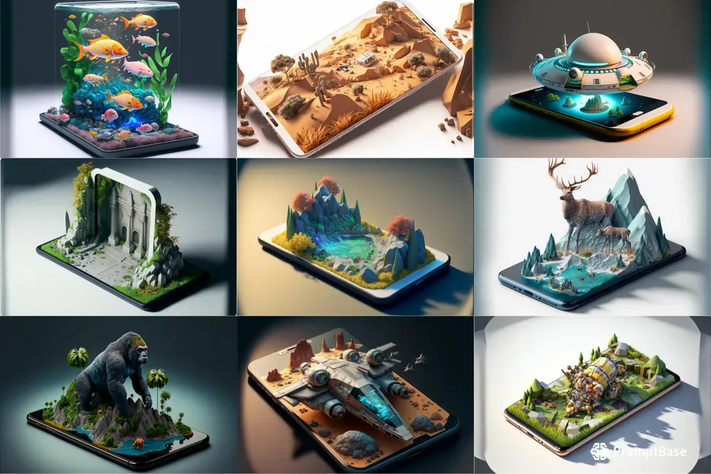 Smartphone 3D Isometric Dioramas