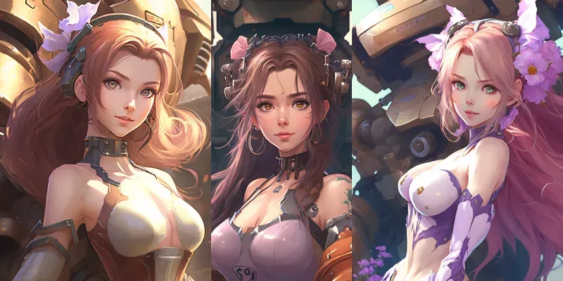 Cute Steampunk Anime Girls generated by undefined